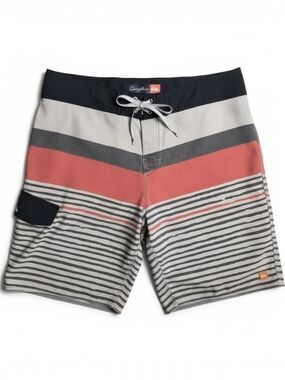 Quiksilver Packable Stripe Board Shorts SZ 34